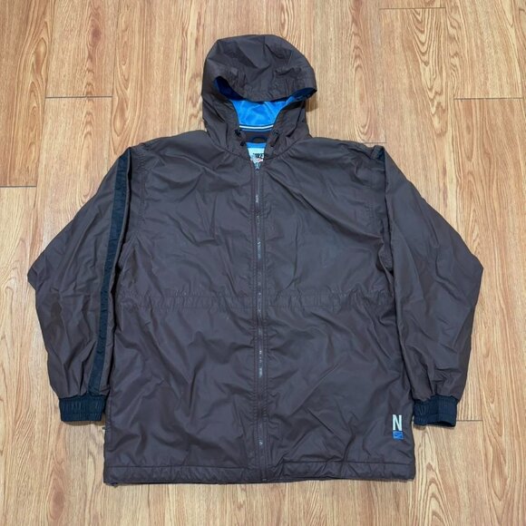 Vintage‎ 90s Nike Brown Embroidered Windbreaker Rain Coat - Picture 1 of 7